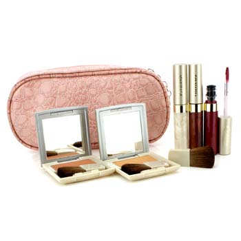 Set de Maquillaje de Mejillas & Labios con Bolsa Cosmética Rosa (2x Colores de Mejillas, 3x Brillos de Labios, 1x Brocha, 1x Bolsa Cosmética)