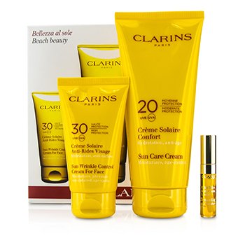 Beach Beauty Kit: Sun Crema Control Arrugas para Rostro 75ml + Crema Cuidado Solar 200ml + Aceite Labios 2.8ml