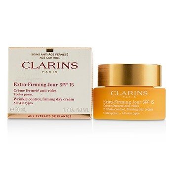 Clarins Extra-Firming Jour Crema de Día Reafirmante, Control de Arrugas SPF 15 - Todo Tipo de Piel