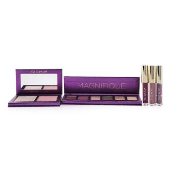 Colección de maquillaje Magnifique (1x Paleta de sombras de ojos + 1x Berry Glow Cheek Duo + 1x Adored Mini Lip Set + Bolsa)