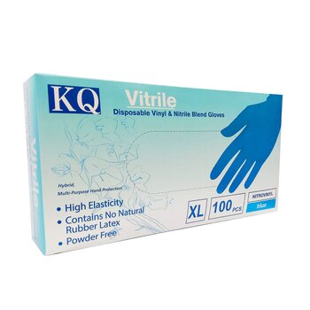 KQ - Guantes desechables de mezcla de vinilo y nitrilo Vitrile - azul (XL)