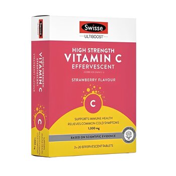 Vitamina c sabor a fresa efervescente - 60 tabletas