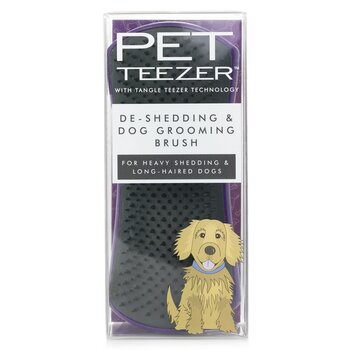 Pet Teezer Cepillo para peinar y quitar muda de pelo (para perros de pelo largo y muda pesada) - # Púrpura / Gris