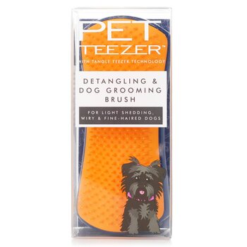 Pet Teezer Cepillo para desenredar y peinar perros (para perros de pelo ligero, fibroso y fino) - # Azul marino / Naranja