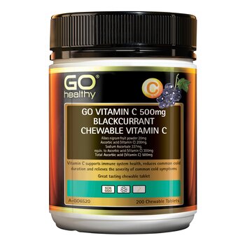 [Agente de ventas autorizado] GO Healthy Go Vitamina C 500 mg Vitamina C masticable de grosella negra - 200 tabletas