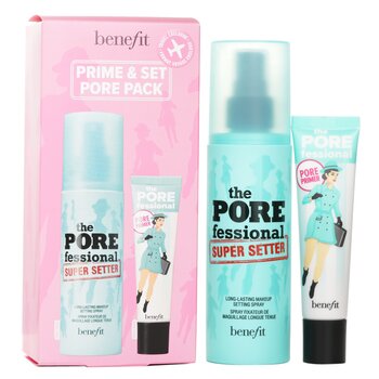 Benefit Prime & Set Pore Pack: The Porefessional Smoothing Face Primer + Super Setter Long Lasting Makeup Setting Spray