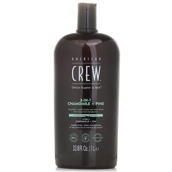 American Crew 3-in-1 Chamomile + Pine Shampoo, Conditioner And Body Wash (Packaging Slightly Damaged)